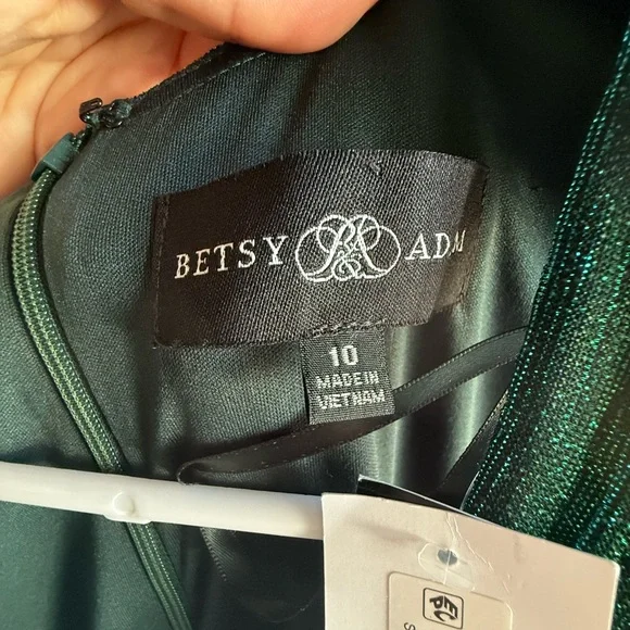 NWT Betsy and Adam long crinkle V-neck dress in color Jade Size 10 - Picture 11 of 16